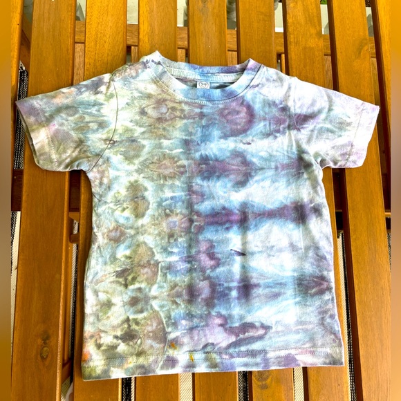 Sea Meets Sand: One of a Kind Ice Dyed Toddler Tee sz 2T Blue/Green/Brown/Purple - Picture 1 of 10